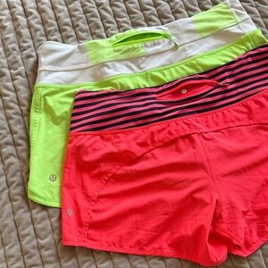 lululemon athletica Neon Lime & Coral Athletic Shorts Duo